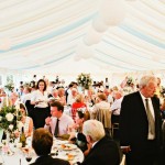 White paper lanterns in marquee